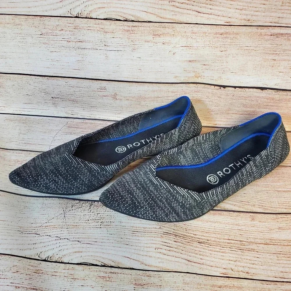 Rothys Womens Size 10 Granite Heather "The Point" Pointed Toe Ballet Flats